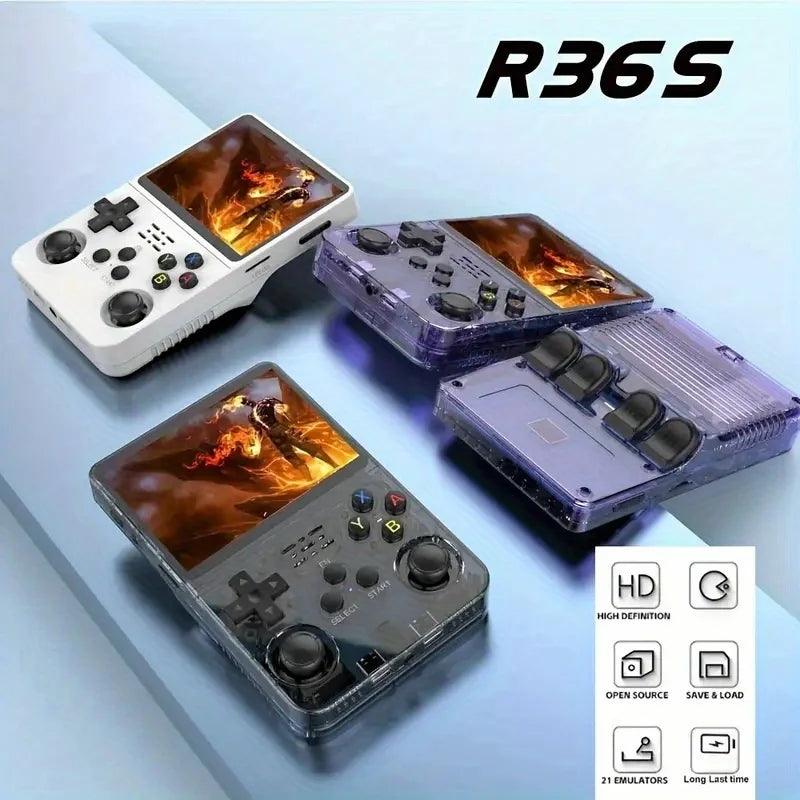 R36S Retro Handheld Game Console Linux System 3.5-Inch IPS Screen 64G/128G 20000+ Games Portable Pocket Game Console