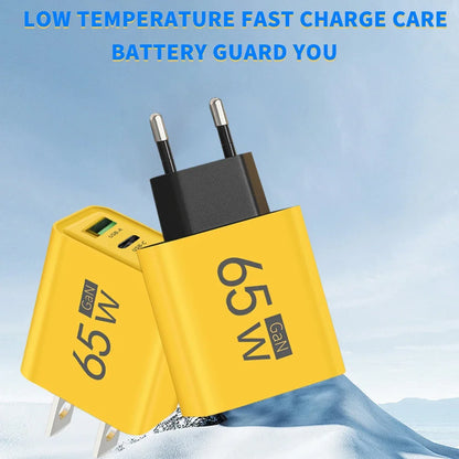 65W Gan USB C Fast Charger 3In1 Multi Ports Quick Charge 3.0 Wall Adapter EU US KR Plug Travel Charger for Iphone Samsung Xiaomi